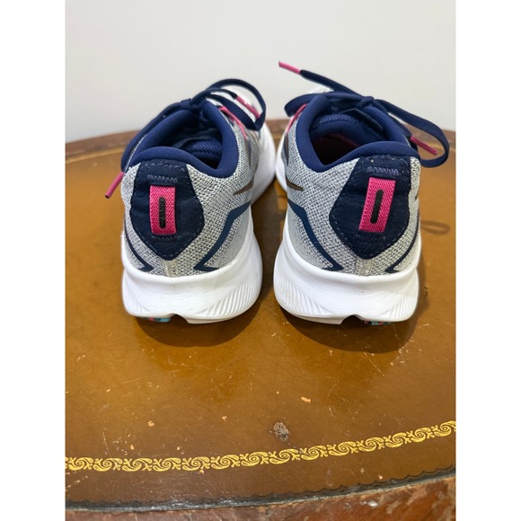 Saucony Ride 15 Running Shoes Womens 9 Grey Navy Gold S10729-40 Excellent PWRRUN - Picture 3 of 9